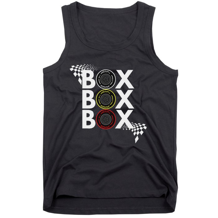 Formula Racing Car Box Box Box Radio Call To Pitbox Car Race Tank Top