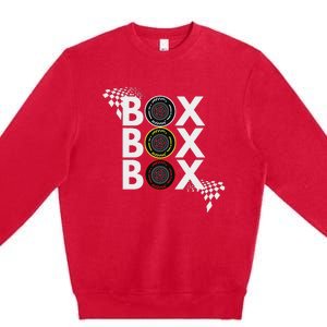 Formula Racing Car Box Box Box Radio Call To Pitbox Car Race Premium Crewneck Sweatshirt