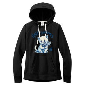 Funny Rage Consumes Me Cat Flower Cute Kitty Quote Design Women's Fleece Hoodie