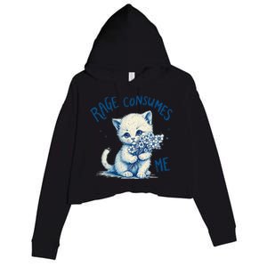 Funny Rage Consumes Me Cat Flower Cute Kitty Quote Design Crop Fleece Hoodie