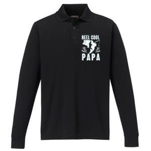 Fisher Reel Cool Papa Fishing Cute Gift Performance Long Sleeve Polo