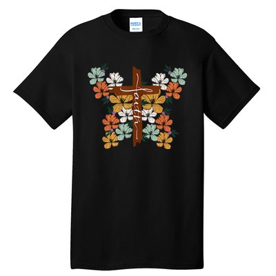 Faith Retro Cross Butterfly Religious Gifts Christian Wo Tall T-Shirt