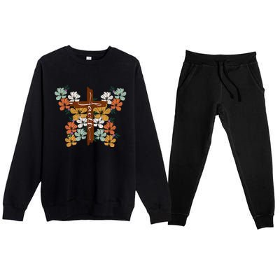 Faith Retro Cross Butterfly Religious Gifts Christian Wo Premium Crewneck Sweatsuit Set