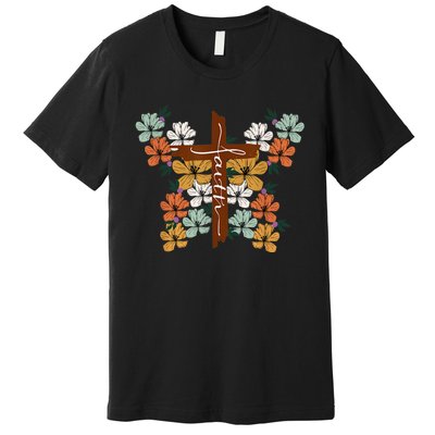 Faith Retro Cross Butterfly Religious Gifts Christian Wo Premium T-Shirt