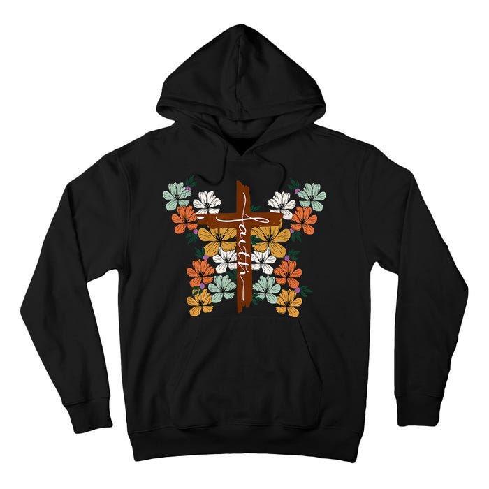 Faith Retro Cross Butterfly Religious Gifts Christian Wo Tall Hoodie