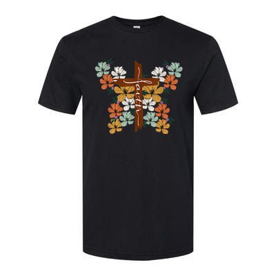 Faith Retro Cross Butterfly Religious Gifts Christian Wo Softstyle CVC T-Shirt