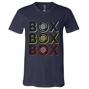 Formula Racing Car Box Box Box Radio Call To Pit Box V-Neck T-Shirt