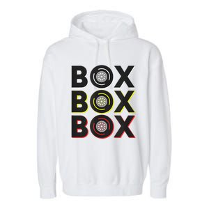 Formula Racing Car Box Box Box Radio Call To Pit Box Garment-Dyed Fleece Hoodie