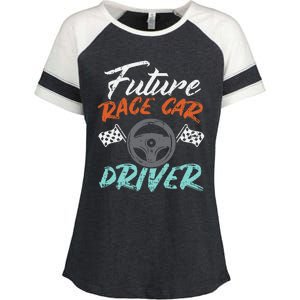 Future Race Car Driver Cute Racing Racer Enza Ladies Jersey Colorblock Tee