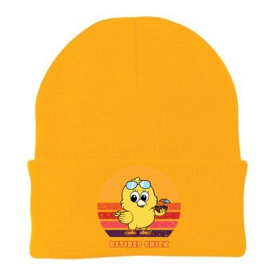 Funny Retired Chick Retro Sunset Retired Chick Gift Ideas Gift Knit Cap Winter Beanie