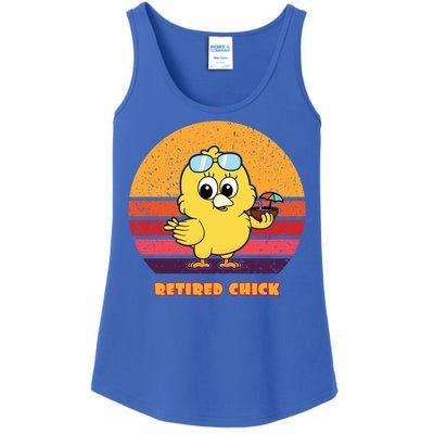 Funny Retired Chick Retro Sunset Retired Chick Gift Ideas Gift Ladies Essential Tank