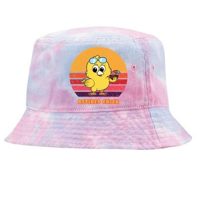 Funny Retired Chick Retro Sunset Retired Chick Gift Ideas Gift Tie-Dyed Bucket Hat