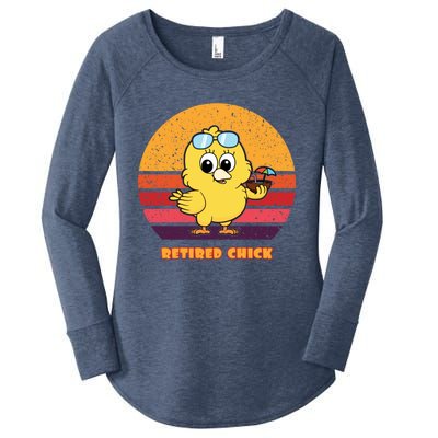 Funny Retired Chick Retro Sunset Retired Chick Gift Ideas Gift Women's Perfect Tri Tunic Long Sleeve Shirt