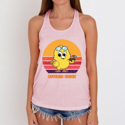 Funny Retired Chick Retro Sunset Retired Chick Gift Ideas Gift Women's Knotted Racerback Tank