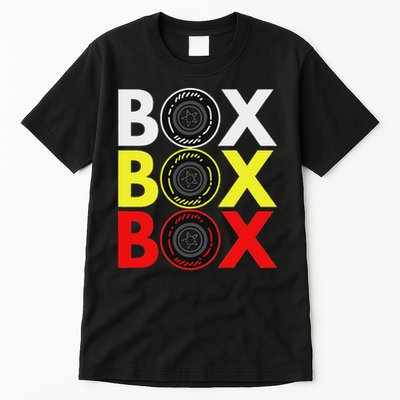 Formula Racing Car Box Box Box Radio Call To Pitbox Car Race Tall T-Shirt