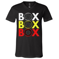 Formula Racing Car Box Box Box Radio Call To Pitbox Car Race V-Neck T-Shirt