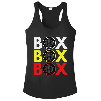 Formula Racing Car Box Box Box Radio Call To Pitbox Car Race Ladies PosiCharge Competitor Racerback Tank