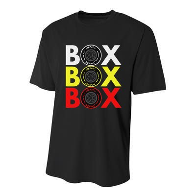 Formula Racing Car Box Box Box Radio Call To Pitbox Car Race Youth Performance Sprint T-Shirt