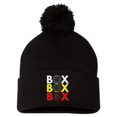 Formula Racing Car Box Box Box Radio Call To Pitbox Car Race Pom Pom 12in Knit Beanie