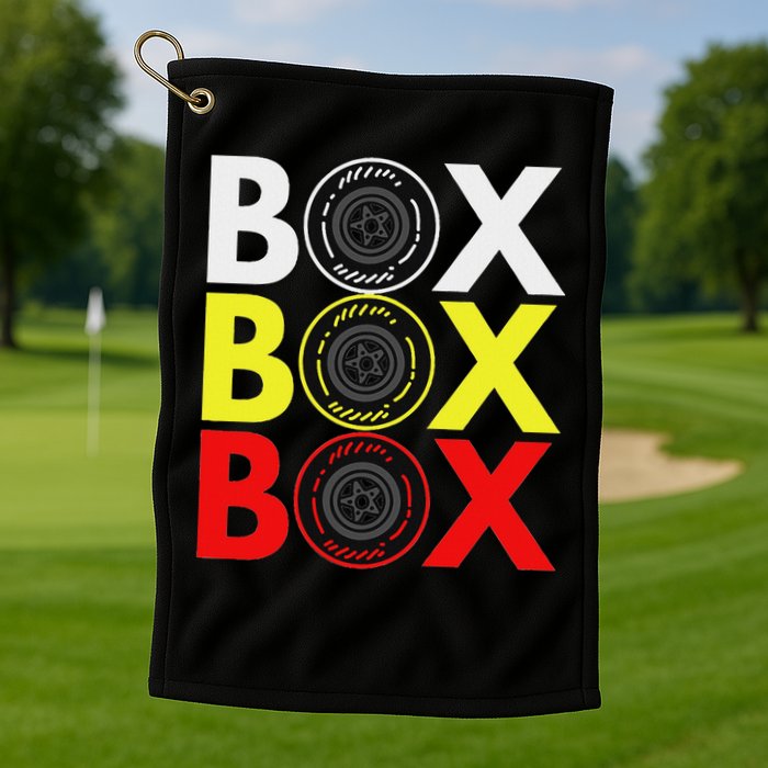 Formula Racing Car Box Box Box Radio Call To Pitbox Car Race Golf Towel
