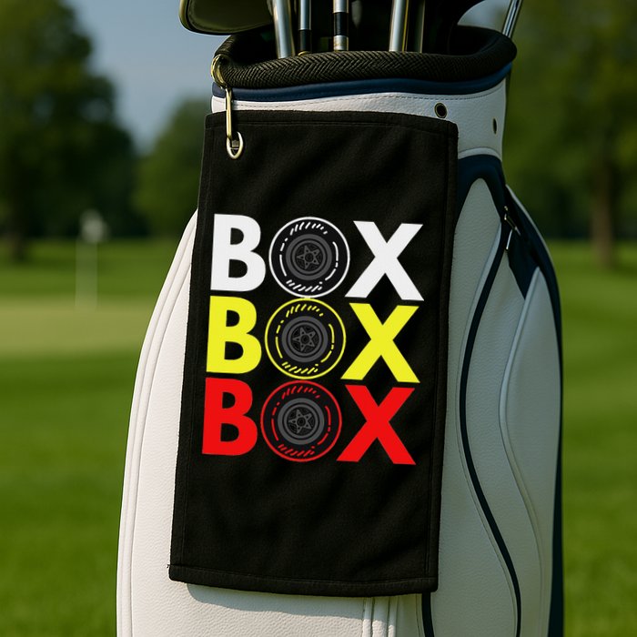 Formula Racing Car Box Box Box Radio Call To Pitbox Car Race Golf Towel