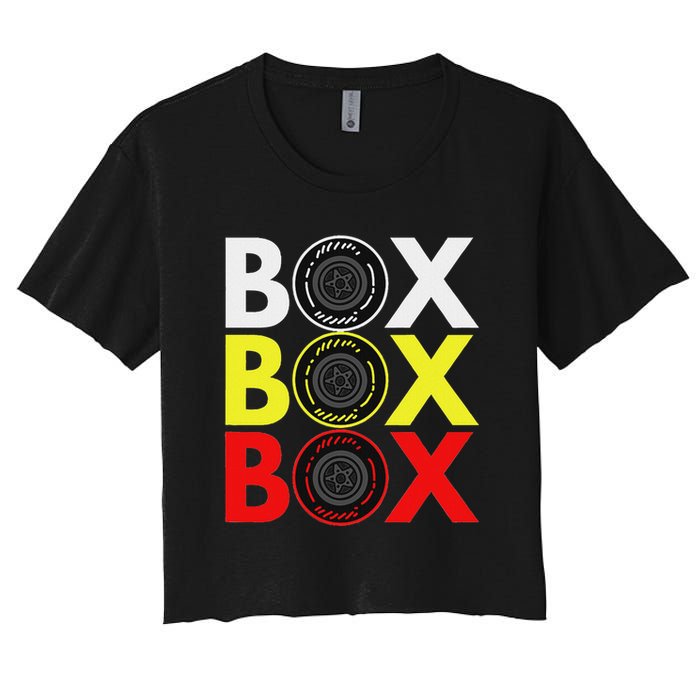 Formula Racing Car Box Box Box Radio Call To Pitbox Car Race Crop Top