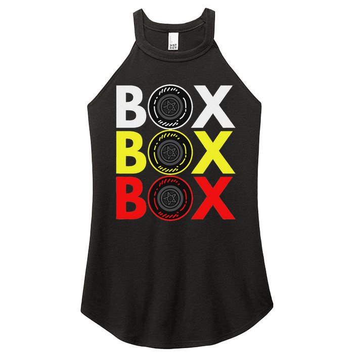 Formula Racing Car Box Box Box Radio Call To Pitbox Car Race Women's Perfect Tri Rocker Tank