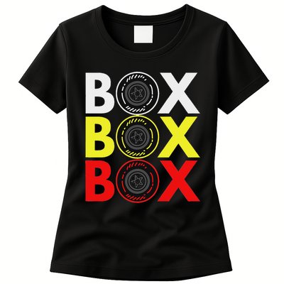 Formula Racing Car Box Box Box Radio Call To Pitbox Car Race Womens T-Shirt