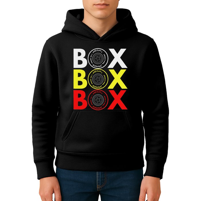 Formula Racing Car Box Box Box Radio Call To Pitbox Car Race Kids Hoodie