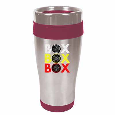Formula Racing Car Box Box Box Radio Call To Pitbox Car Race 16oz Travel Tumbler