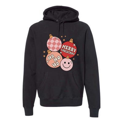 Festive Retro Christmas Bauble Ho Ho Ho Holiday Premium Hoodie