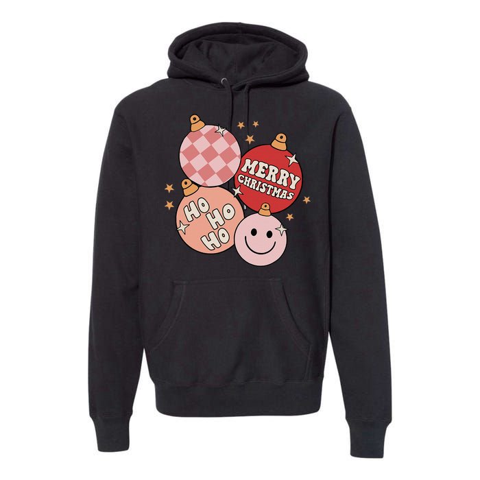 Festive Retro Christmas Bauble Ho Ho Ho Holiday Premium Hoodie