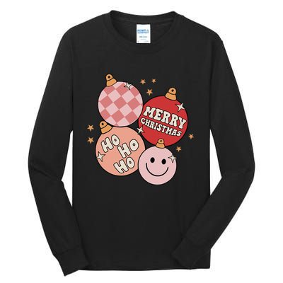 Festive Retro Christmas Bauble Ho Ho Ho Holiday Tall Long Sleeve T-Shirt