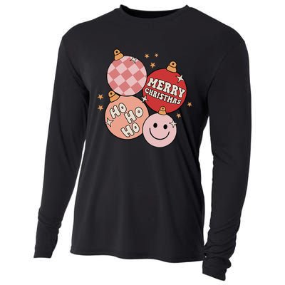 Festive Retro Christmas Bauble Ho Ho Ho Holiday Cooling Performance Long Sleeve Crew