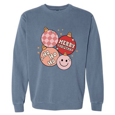 Festive Retro Christmas Bauble Ho Ho Ho Holiday Garment-Dyed Sweatshirt