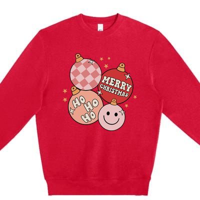 Festive Retro Christmas Bauble Ho Ho Ho Holiday Premium Crewneck Sweatshirt