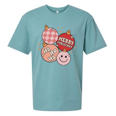 Festive Retro Christmas Bauble Ho Ho Ho Holiday Sueded Cloud Jersey T-Shirt