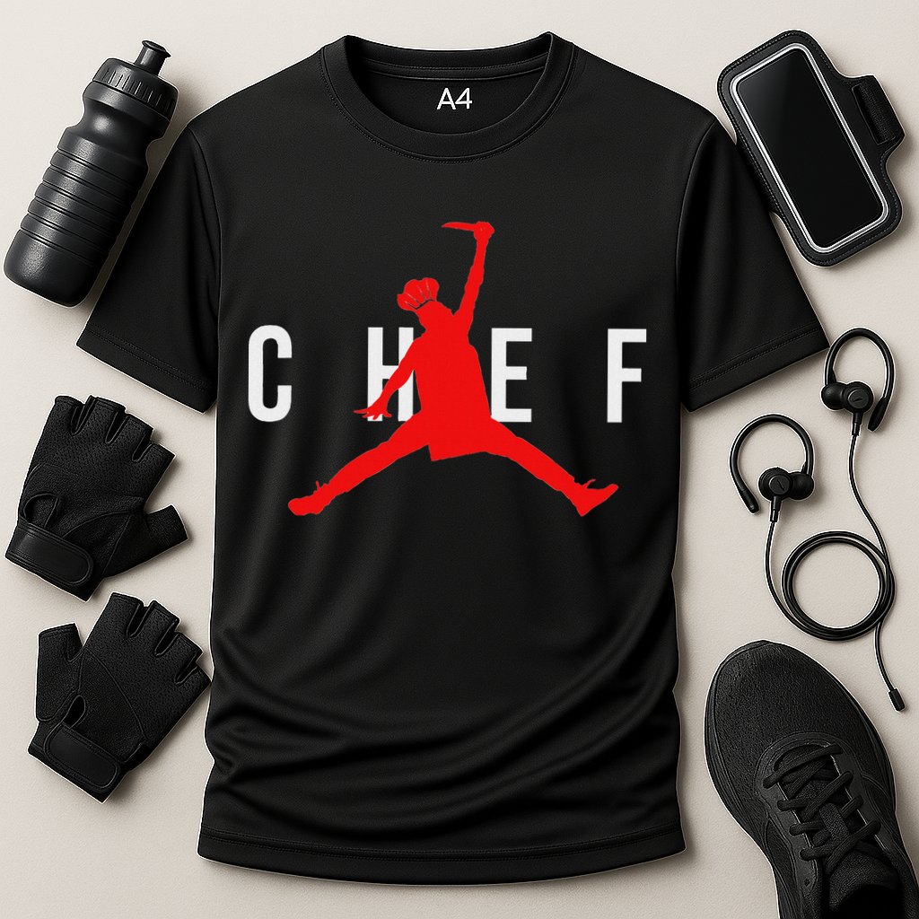 Funny Restaurant Chef Jumping Chef Knife Performance Shirt