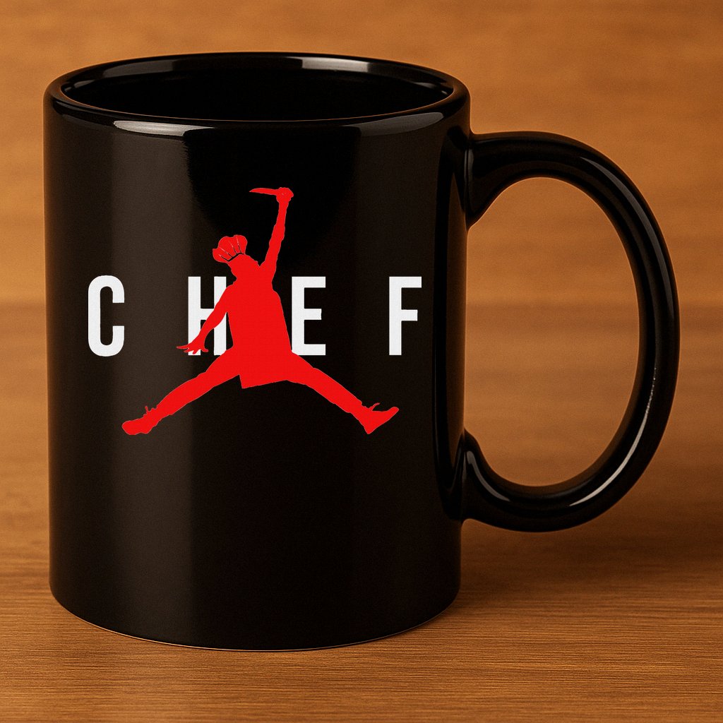 Funny Restaurant Chef Jumping Chef Knife 11oz C Handle Ceramic Mug