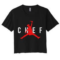 Funny Restaurant Chef Jumping Chef Knife Women's Crop Top Tee
