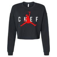 Funny Restaurant Chef Jumping Chef Knife Cropped Pullover Crew