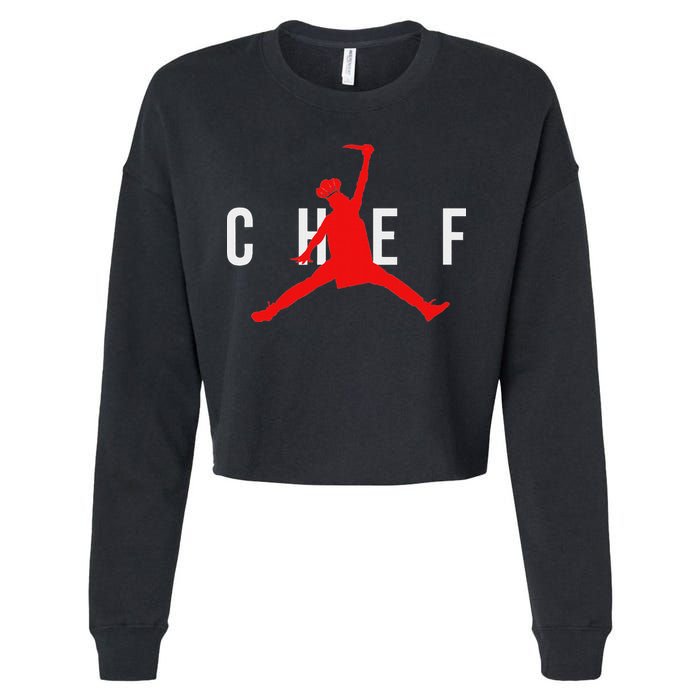 Funny Restaurant Chef Jumping Chef Knife Cropped Pullover Crew