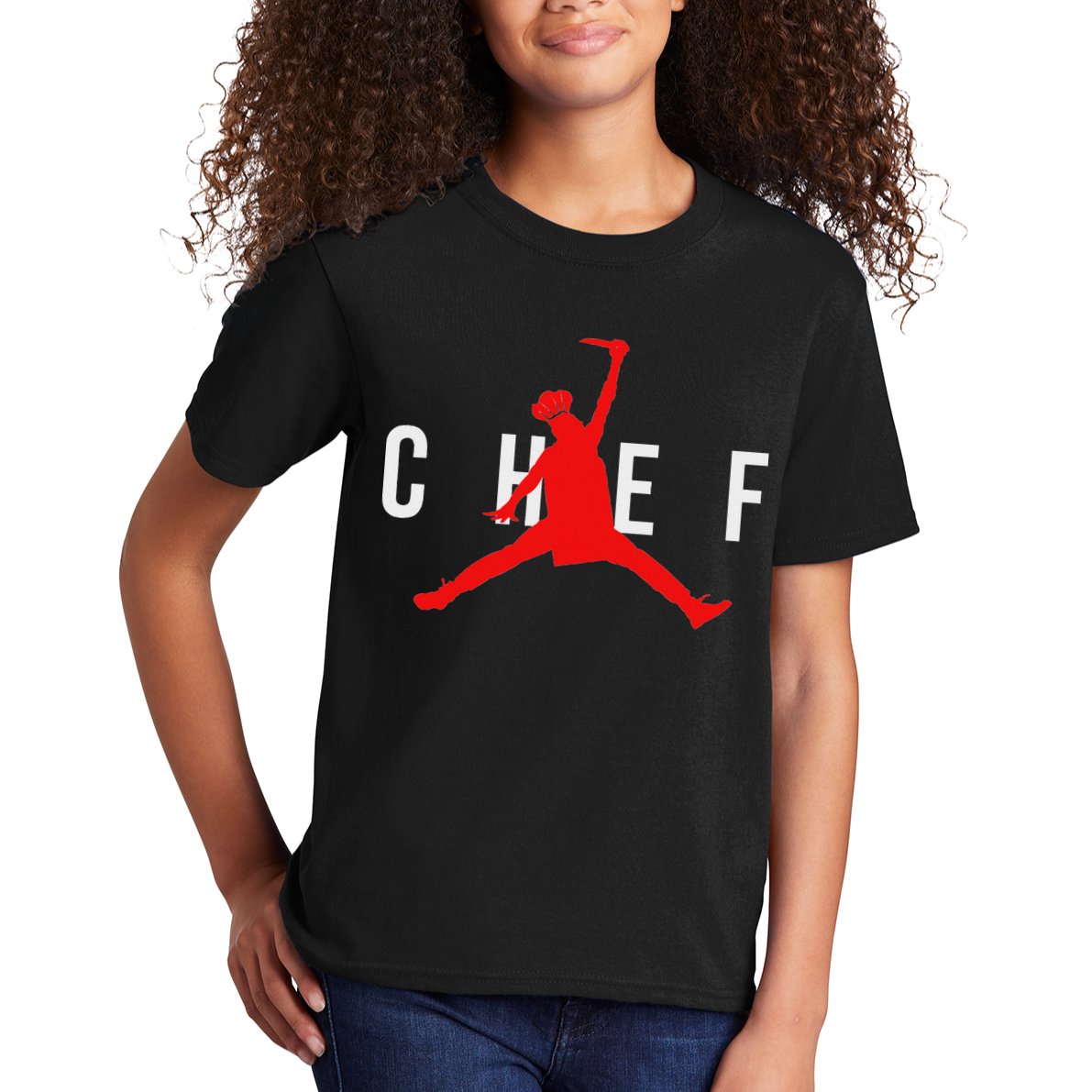 Funny Restaurant Chef Jumping Chef Knife Kids T-Shirt