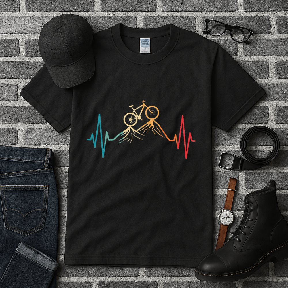Funny Retro Cycling Heartbeat Bicycle Mountain Bike Biking Tall T-Shirt