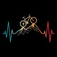 Funny Retro Cycling Heartbeat Bicycle Mountain Bike Biking Drawstring Bag