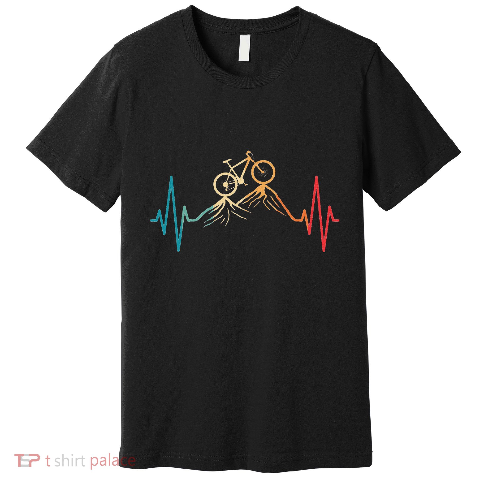 Funny Retro Cycling Heartbeat Bicycle Mountain Bike Biking Premium T-Shirt