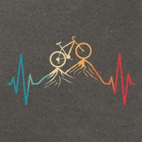 Funny Retro Cycling Heartbeat Bicycle Mountain Bike Biking Cotton Canvas Backpack