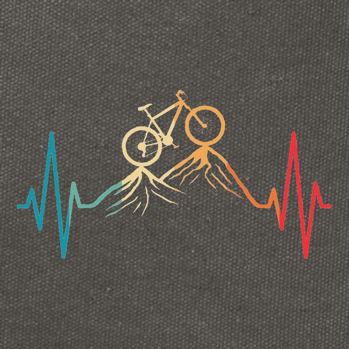 Funny Retro Cycling Heartbeat Bicycle Mountain Bike Biking Cotton Canvas Backpack