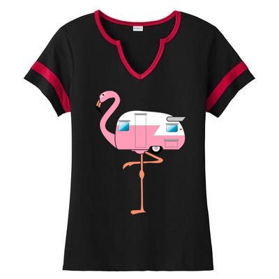 Flamingo RV Camper Ladies Halftime Notch Neck Tee