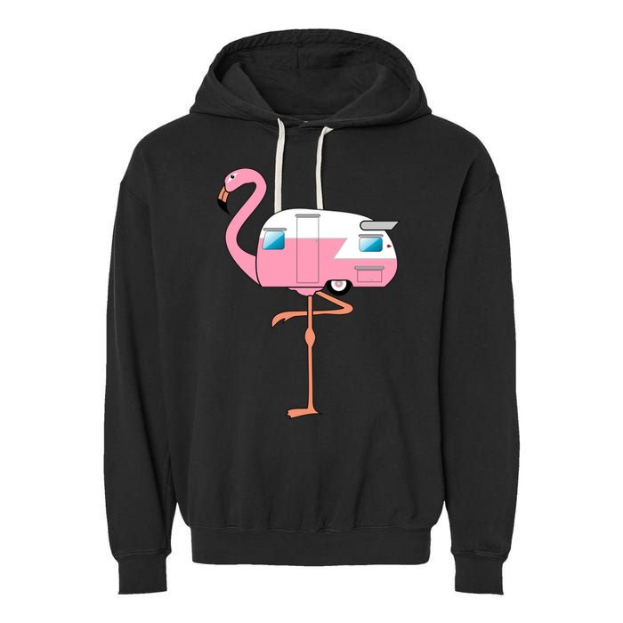 Flamingo RV Camper Garment-Dyed Fleece Hoodie